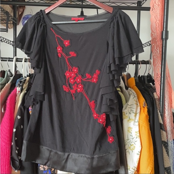 Vivienne Tam Mesh Flower Embroidery Top - Picture 9 of 11